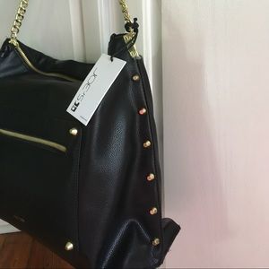 Joes Jeans Black and gold stud purse bag